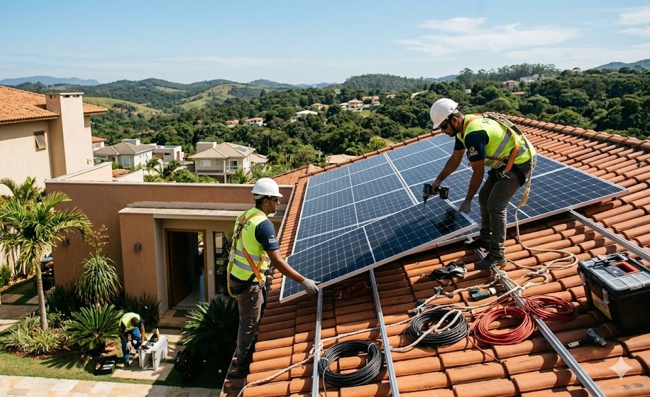 Instalação solar - Condomínio Vila Real, Campinas/SP