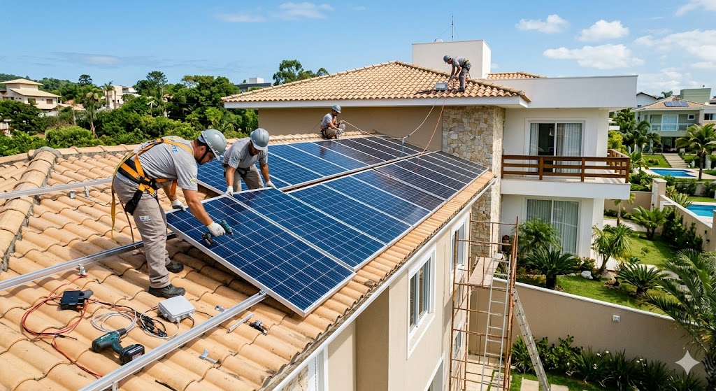 Instalação solar - Condomínio Reserva Verde, São José dos Campos/SP